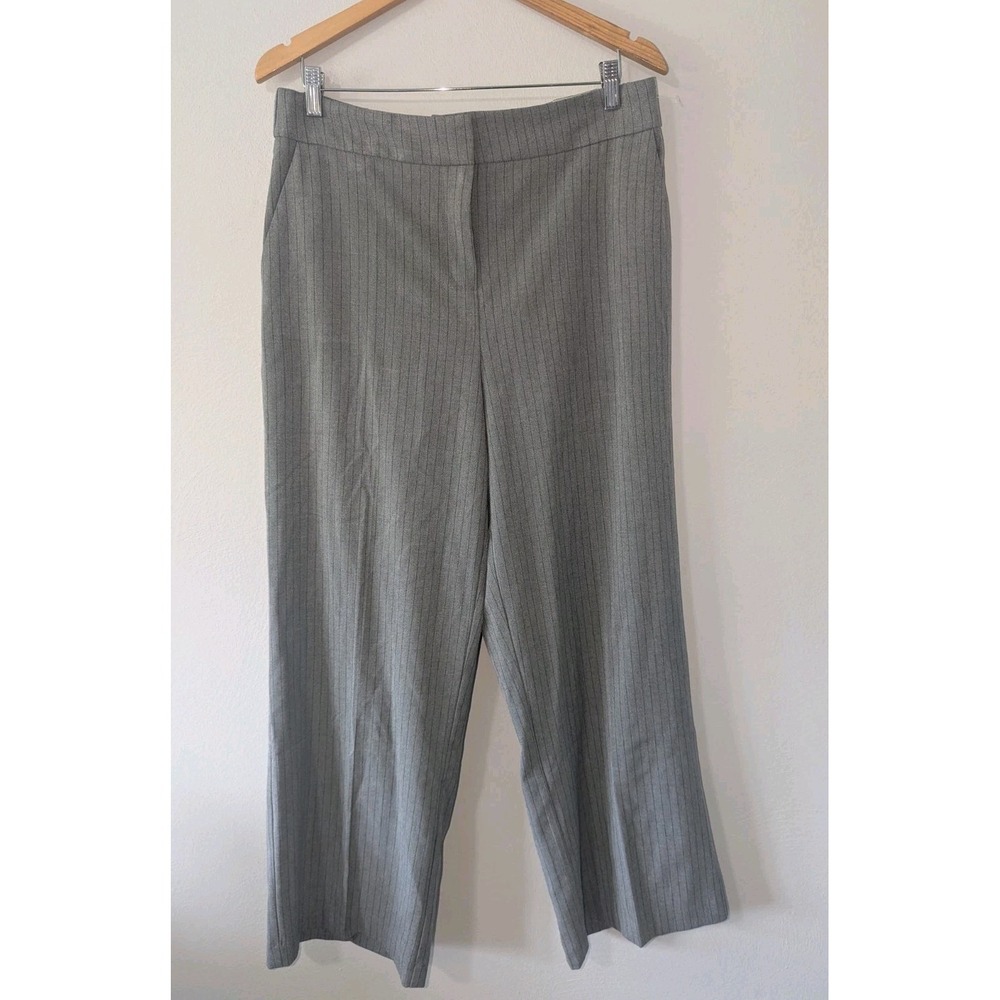 XL NWT Autres Filles Grey Pinstripe Wide Leg Trousers